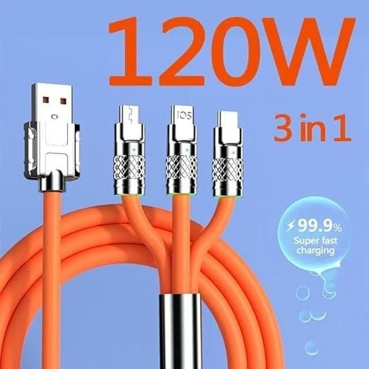 120W- 3 In 1 Super Fast Charger Cable
